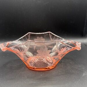 Pink Floral Etched Depression Bowl
